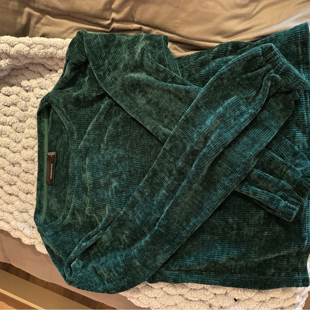 MINKPINK Teal Textured Knit Cardigan